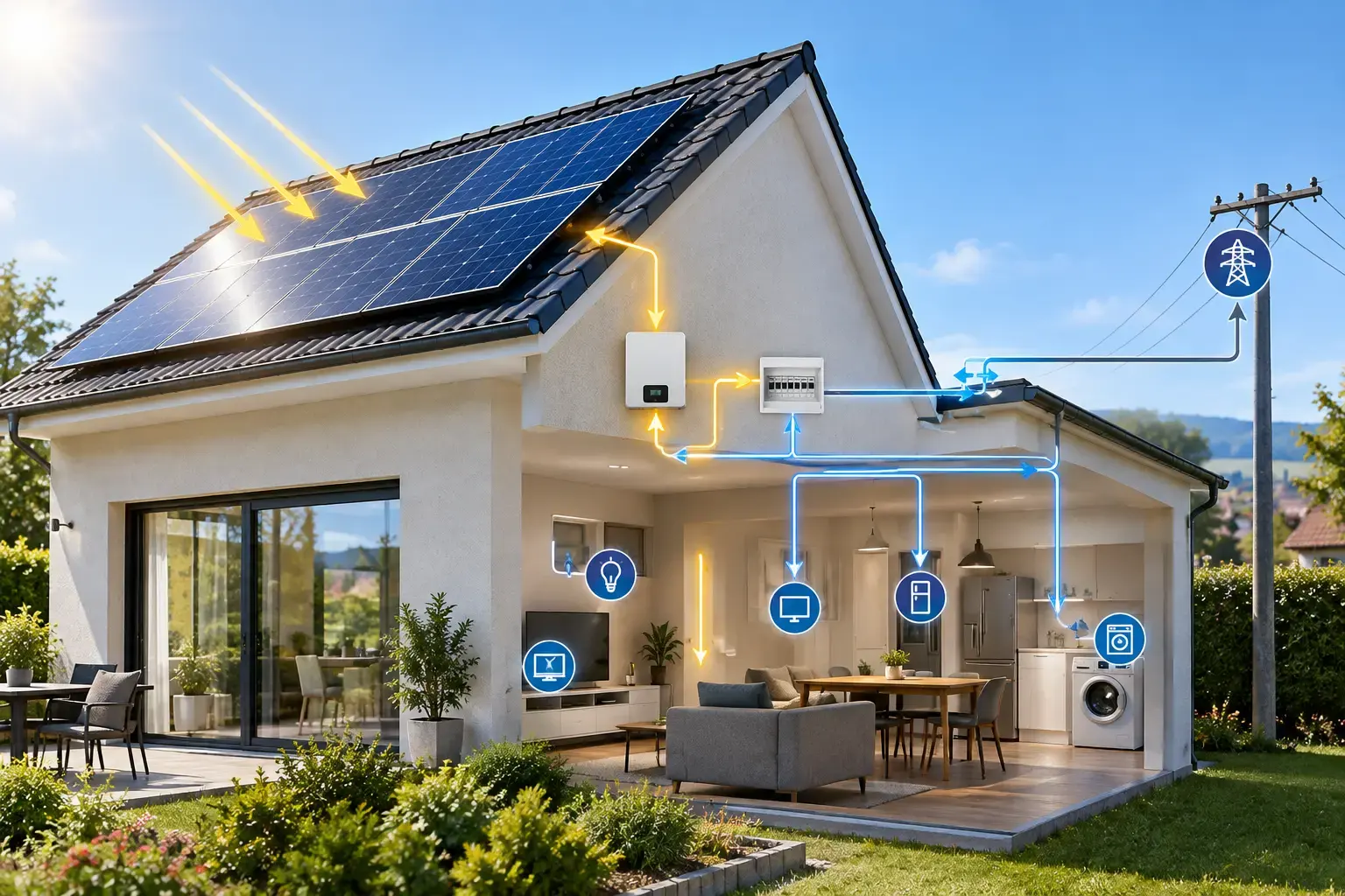 Autoconsommation de l'électricité produite par des panneaux solaires
