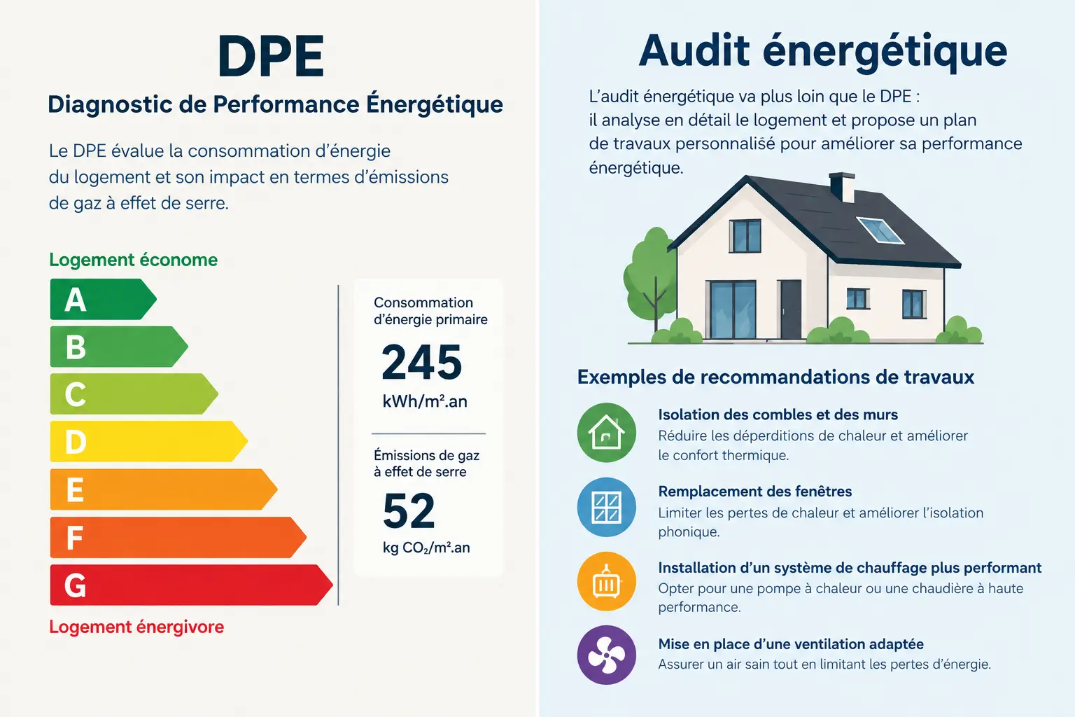 Différence entre DPE et audit énergétique d'une maison