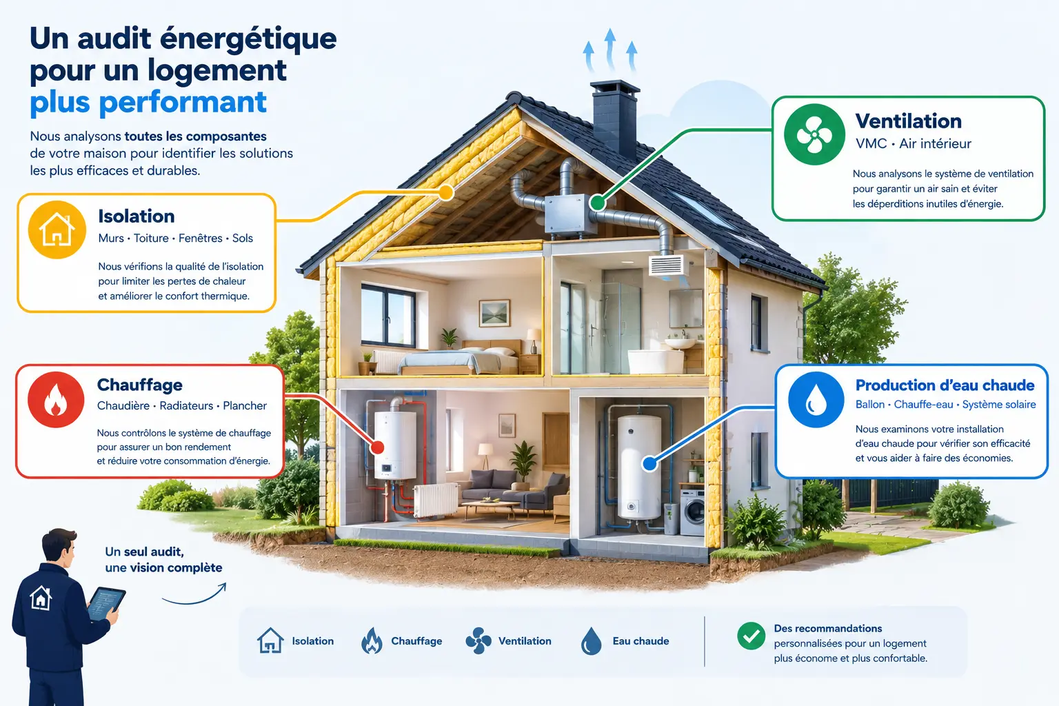 Éléments analysés lors d'un audit énergétique de maison