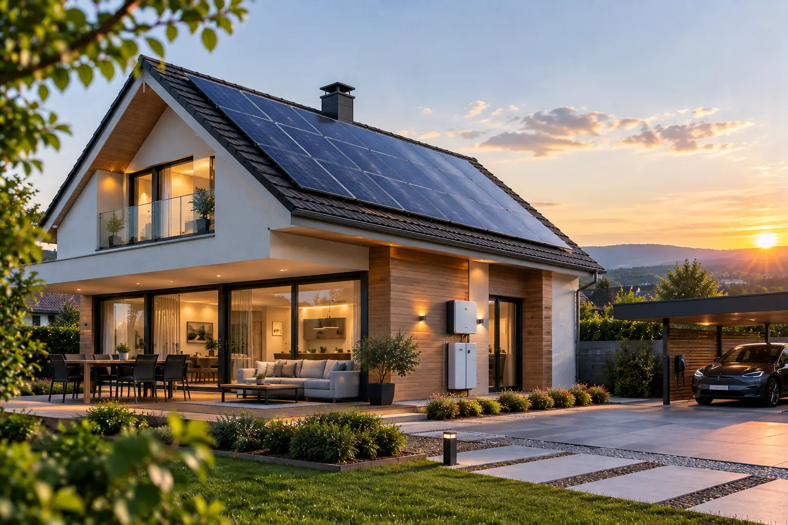 Maison avec panneaux solaires