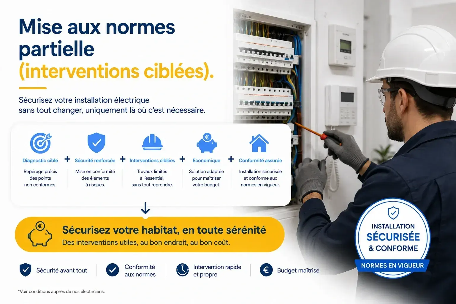 Mise aux normes partielle (interventions ciblées) du tableau électrique