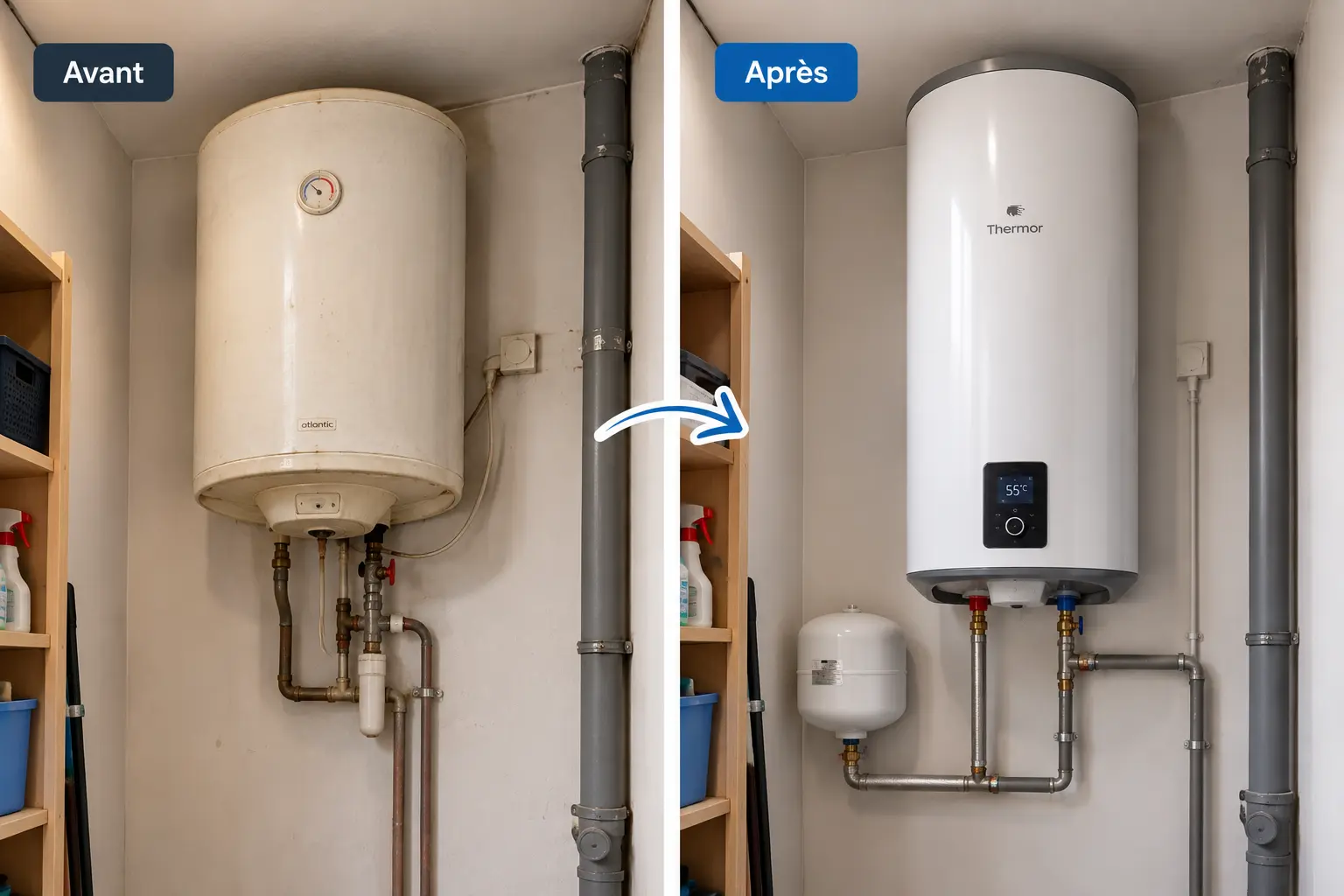 Remplacement d'un ancien chauffe eau