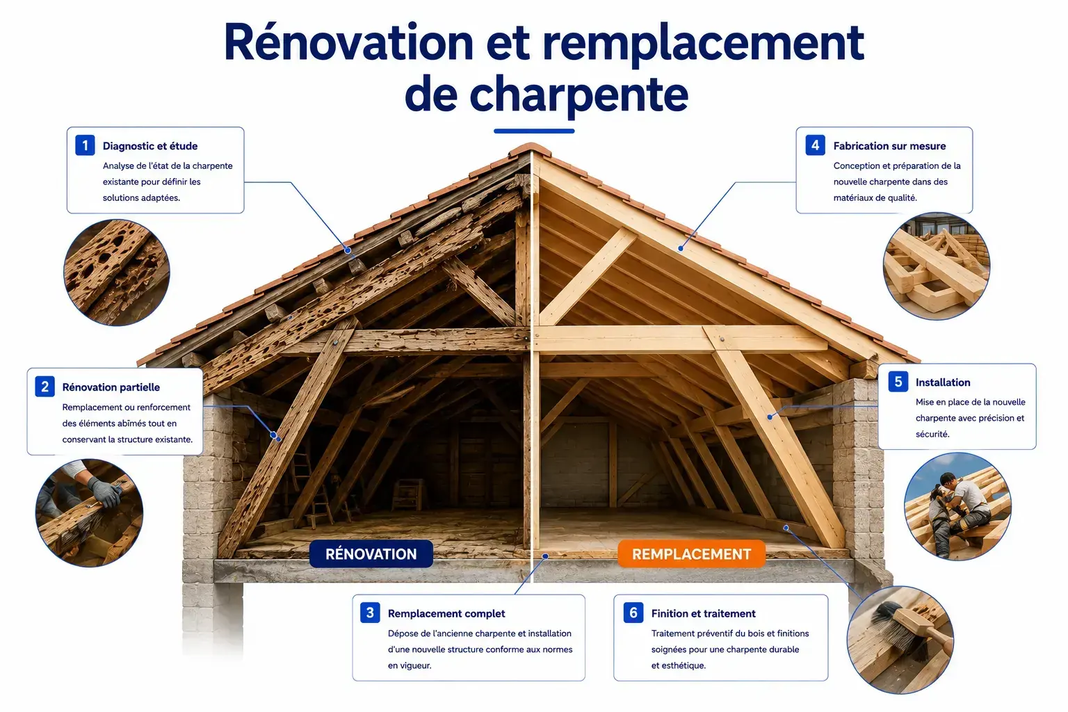 Rénovation et remplacement de charpente