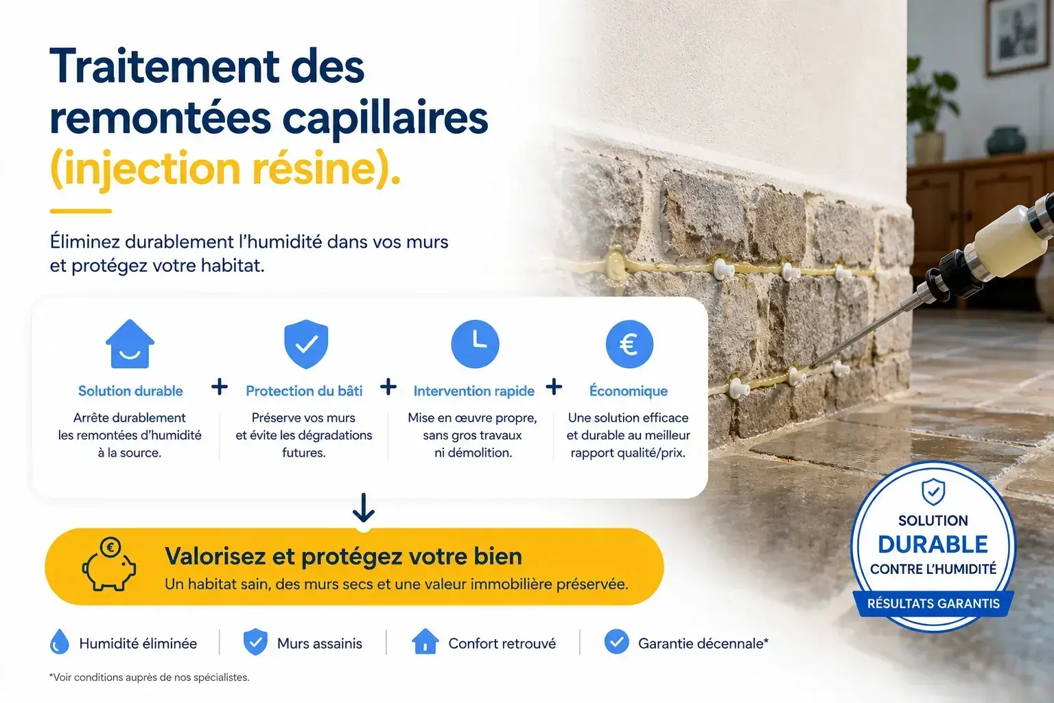 Traitement des remontées capillaires par injection résine