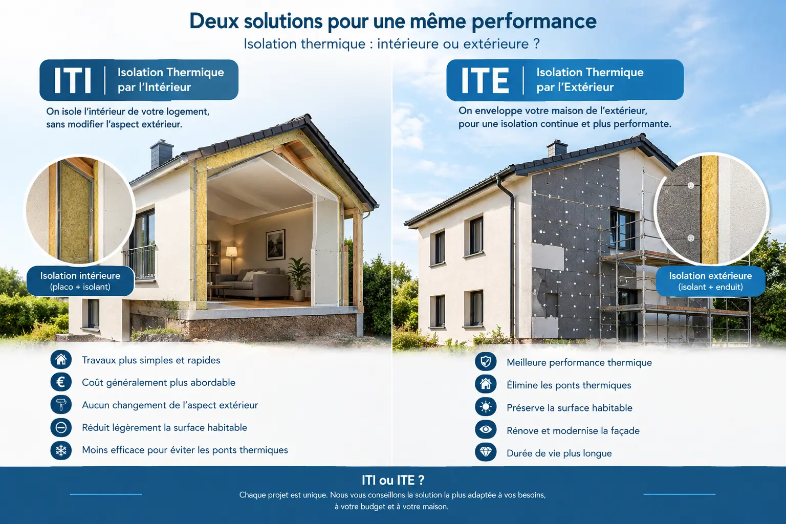 isolation intérieure et extérieure d'un bâtiment